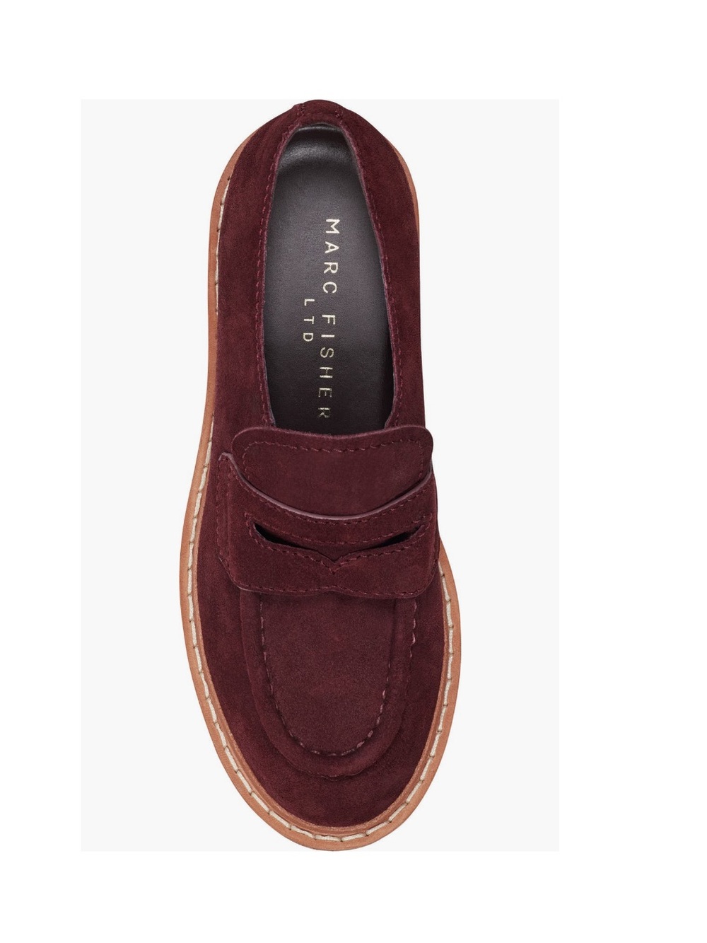 Marc Fisher LTD Norton Lug Sole Penny Loafers Dark Red Calf Hair Women’s 8 - Picture 8 of 14